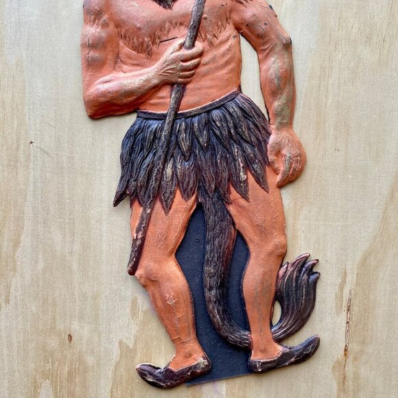 Krampus Devil Antique German Cardboard Embossed Die Cut Halloween Decoration - Picture 6 of 6